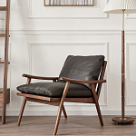 Кресло c каркасом из массива дерева и мягкой кожаной обивкой Walnut Armchair варинант исполнения - 11 | Loft Concept в Красноярске