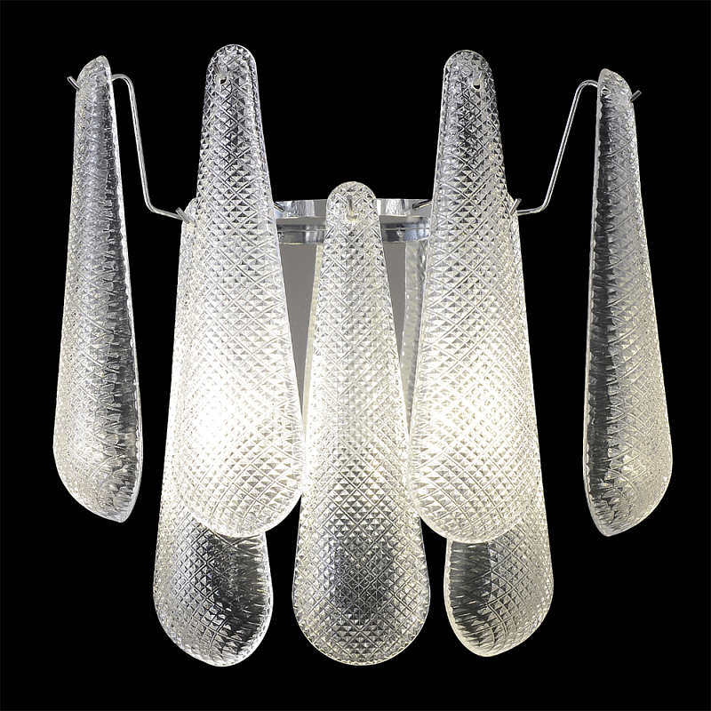 Бра с подвесками из рифленного стекла в форме капель на основании цвета хром Textured Glass Прозрачное Стекло Хром Бра с подвесками из рифленного стекла в форме капель на основании цвета хром Textured Glass Прозрачное Стекло Хром в Красноярске | Loft Concept