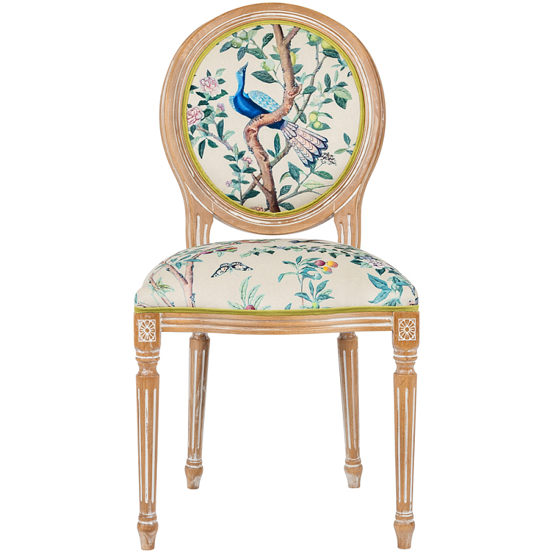 Стул из массива бука бежевый с изображением птиц в саду Beige Green Chinoiserie Blue Bird Chair Бежевый Мульти Салатовый Стул из массива бука бежевый с изображением птиц в саду Beige Green Chinoiserie Blue Bird Chair Бежевый Мульти Салатовый в Красноярске | Loft Concept