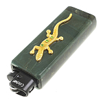 Зажигалка газовая из натурального камня Офиокальцит с декоративной металлической вставкой в виде ящерицы Metal Stone Lighters варинант исполнения - 2 | Loft Concept в Красноярске