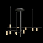 Люстра с 9-ю цилиндрическими плафонами цвета латунь TRIBES CHANDELIER варинант исполнения - 1 | Loft Concept в Красноярске