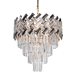 Люстра многоярусная с переплетенными металлическими элементами черного и золотого цвета и прозрачными хрустальными подвесками Empire Chandelier Crystal варинант исполнения - 1 | Loft Concept в Красноярске