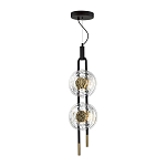 Подвесной светильник с 2-мя прозрачными стеклянными плафонами и золотистыми центральными вставками Virelia  варинант исполнения - 5 | Loft Concept в Красноярске