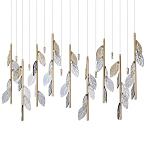 Люстра с золотистыми трубками и прозрачными стеклянными листьями на подвесах Sylva  варинант исполнения - 1 | Loft Concept в Красноярске