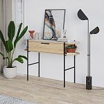 Консоль напольная деревянная с выдвижным ящиком и 2-мя полками со столешницей цвета белый мрамор OTIS CONSOLE OAK варинант исполнения - 3 | Loft Concept в Красноярске