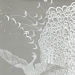 Обои ручная роспись в стиле Арт-деко Whistler Peacocks Special Colourway on Pale Grey dyed silk варинант исполнения - 2 | Loft Concept в Красноярске