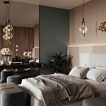 Подвесной светильник с 2-мя прозрачными стеклянными плафонами и золотистыми центральными вставками Virelia  варинант исполнения - 3 | Loft Concept в Красноярске