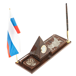 Настольный письменный набор с часами в виде пирамиды из природного камня обсидиана Pyramid of Time варинант исполнения - 2 | Loft Concept в Красноярске