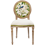 Стул бежевый из натурального бука с изображением птиц и цветов Blooming Blue Birds варинант исполнения - 1 | Loft Concept в Красноярске