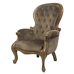 Кресло с мягкой обивкой из коричневого велюра на 4-х деревянных ножках Evelyn Classical Armchair варинант исполнения - 3 | Loft Concept в Красноярске