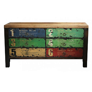 Комод в винтажном стиле с цветными ящиками Six Numbers