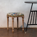 Банкетка одноместная из массива бука с цветочным принтом Beige Chinoiserie Garden Banquette варинант исполнения - 3 | Loft Concept в Красноярске