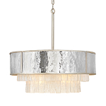 Люстра круглая с подвесками из текстурированного стекла молочного цвета Hinkley варинант исполнения - 1 | Loft Concept в Красноярске