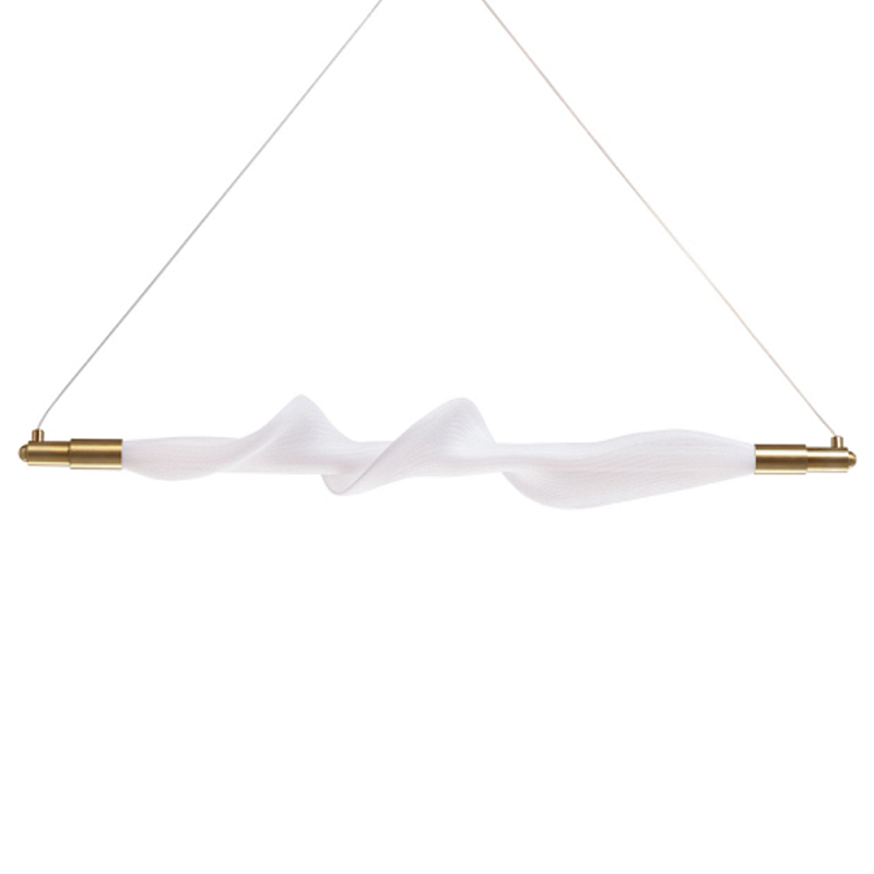 Люстра горизонтальная с волнистым белым плафоном Golden Swirl Белый Латунь в Красноярске | Loft Concept 