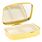 Таблетница карманная прямоугольная с 2-мя отделениями с зеркалом и накладкой из натурального камня Авантюрин Gold Stone Pillboxes варинант исполнения - 3 | Loft Concept в Красноярске