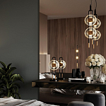 Настольная лампа черного цвета с круглым прозрачным стеклянным плафоном Virelia  варинант исполнения - 2 | Loft Concept в Красноярске