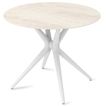 Стол обеденный с круглой столешницей из керамики на четырех белых ножках Sand Ceramics варинант исполнения - 2 | Loft Concept в Красноярске