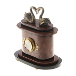 Часы настольные из натурального камня с декором в виде двух лебедей Swans Stone Clock варинант исполнения - 6 | Loft Concept в Красноярске