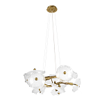 Люстра подвесная круглая с ветвистыми бронзовыми элементами и стеклянными рифлеными дисками Textured Glass Chandelier варинант исполнения - 3 | Loft Concept в Красноярске