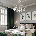 Люстра подвесная из металла с хрустальными подвесками прозрачного цвета Quasar 41 варинант исполнения - 13 | Loft Concept в Красноярске