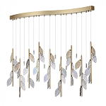 Люстра с золотистыми трубками и прозрачными стеклянными листьями на подвесах Sylva  варинант исполнения - 2 | Loft Concept в Красноярске