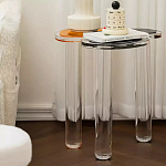 Дизайнерский журнальный стол с фигурной столешницей на 3-х прозрачных ножках Rahakif варинант исполнения - 2 | Loft Concept в Красноярске