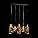 Люстра с 3-мя плафонами волнообразной формы цвета янтарь и 2-мя прозрачными шарообразными плафонами Lucid Rain  варинант исполнения - 3 | Loft Concept в Красноярске