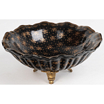 Блюдо черного цвета из фрафора на бронзовых ножках Eden Garden porcelain and bronze варинант исполнения - 2 | Loft Concept в Красноярске