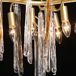 Люстра линейная золотого цвета с декоративными ветвями и длинными стеклянными подвесками в форме сосулек Droplet Chandelier варинант исполнения - 4 | Loft Concept в Красноярске