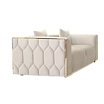 Диван двухместный  бежевый с золотым каркасом Bertrude варинант исполнения - 1 | Loft Concept в Красноярске