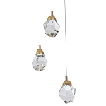 Подвесной светильник с 3-мя хрустальными плафонами Esme Crystal Brass Trio Hanging lamp варинант исполнения - 1 | Loft Concept в Красноярске