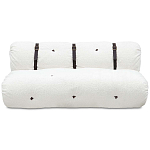 Двухместный диван без подлокотников белый с обивкой букле и ремешками из кожи Blaise Boucle Sofa варинант исполнения - 1 | Loft Concept в Красноярске