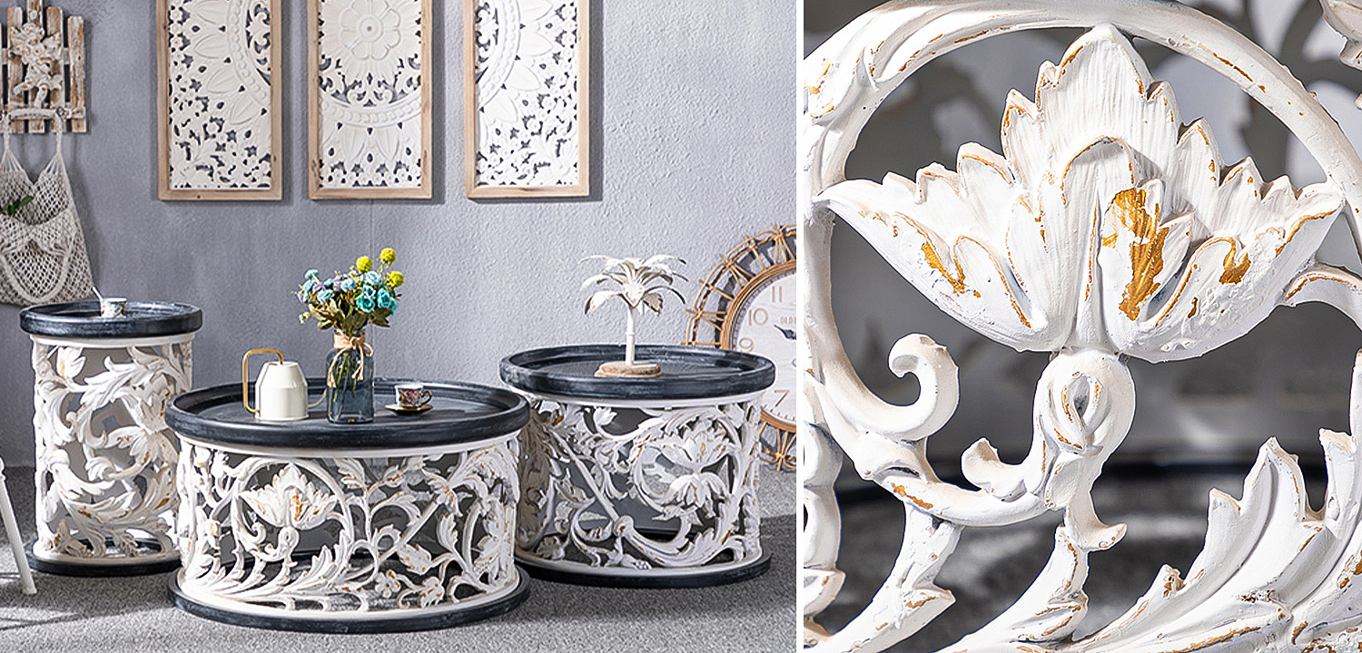 Кофейный стол Fleurette Provence Black White Side Table 63 - Loft-Concept в Красноярске