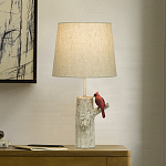 Настольная лампа с тканевым абажуром и основанием в виде птицы на дереве Simurq варинант исполнения - 2 | Loft Concept в Красноярске