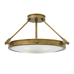 Потолочный светильник цвета латунь с плоским круглым плафоном Hinkley варинант исполнения - 1 | Loft Concept в Красноярске