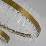 Люстра подвесная двухъярусная с золотистымыми кольцами и прозрачными стеклянными элементами Ring Horizontal варинант исполнения - 4 | Loft Concept в Красноярске