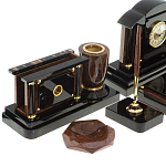 Настольный письменный набор с часами из природного камня обсидиана Peace Contract варинант исполнения - 3 | Loft Concept в Красноярске