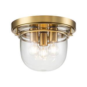 Потолочный светильник для ванных комнат с круглым стеклянным плафоном и тремя лампами Quoizel