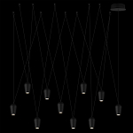 Подвесной светильник черными плафонами на длинных пересекающихся тросах Construction варинант исполнения - 8 | Loft Concept в Красноярске