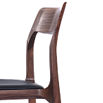 Стул деревянный с мягким сиденьем из черной натуральной кожи Moon Walnut Furniture варинант исполнения - 8 | Loft Concept в Красноярске