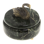 Шкатулка из натурального камня змеевик с фигуркой лебедя Stone Casket варинант исполнения - 2 | Loft Concept в Красноярске