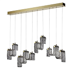 Подвесной светильник линейный с плафонами волнистой формы из фактурного стекла Big Wave варинант исполнения - 1 | Loft Concept в Красноярске