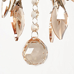 Люстра подвесная круглая с тканевым полупрозрачным абажуром и подвесками 4 лампы Gilded Elegance варинант исполнения - 6 | Loft Concept в Красноярске