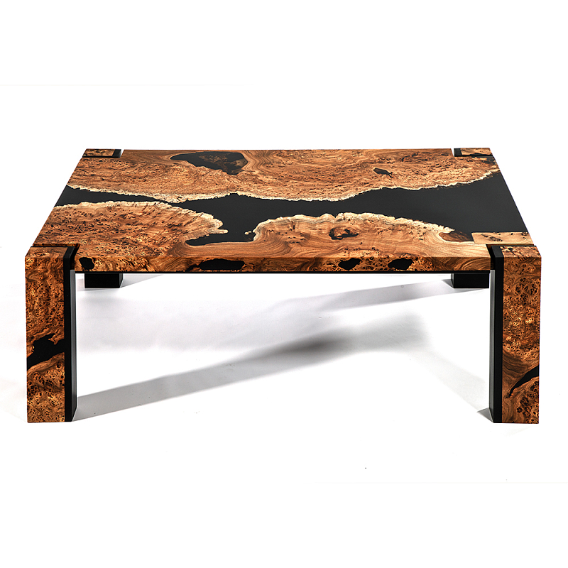 Кофейный Стол River in Autumn Elm Resin Coffee Table Охра Черный в Красноярске | Loft Concept 