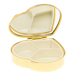 Таблетница карманная в форме сердца с 3-мя отделениями с зеркалом и накладкой из натурального камня Яшма Змеиная Gold Stone Pillboxes варинант исполнения - 3 | Loft Concept в Красноярске