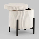 Молочный пуф на черных ножках SANJAY варинант исполнения - 2 | Loft Concept в Красноярске
