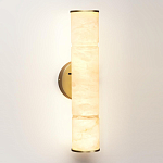 Бра с цилиндрическим плафоном из белого алебастра на круглом основании Латунь Cryptocrystalline Stone варинант исполнения - 1 | Loft Concept в Красноярске