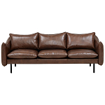 Трехместный кожаный диван на ножках темно-коричневый Tailler Sofa Brown варинант исполнения - 1 | Loft Concept в Красноярске