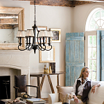 Люстра бронзового цвета с бежевыми абажурами из органзы в классическом стиле Hinkley варинант исполнения - 9 | Loft Concept в Красноярске