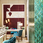 Обои ручная роспись в стиле Арт-деко Assemblage Original colourway on red silk dupion варинант исполнения - 3 | Loft Concept в Красноярске